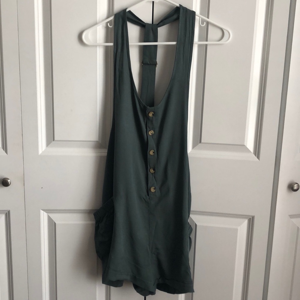 F21 forest green cloth overalls